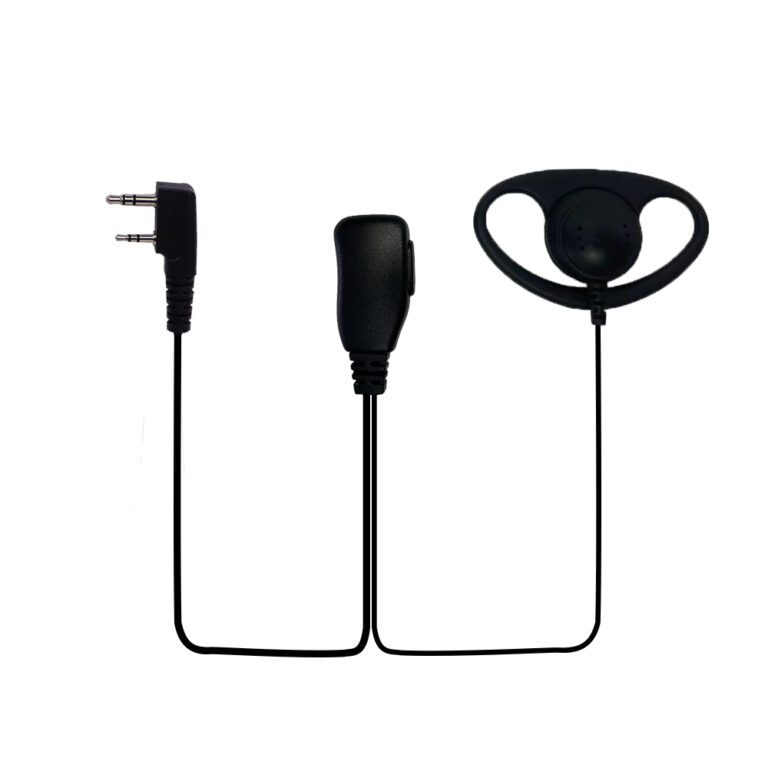 2 Pin Radio Headset D Shape Walkie Talkie Earpiece with PTT & Mic Compatible for Kenwood radios