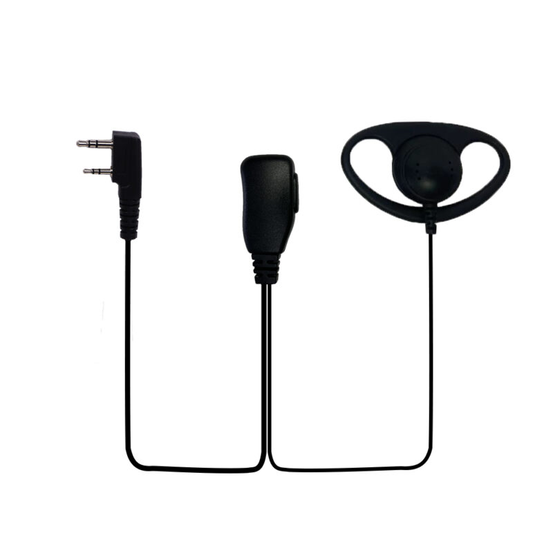 2 Pin Radio Headset D Shape Walkie Talkie Earpiece with PTT & Mic Compatible for Kenwood radios