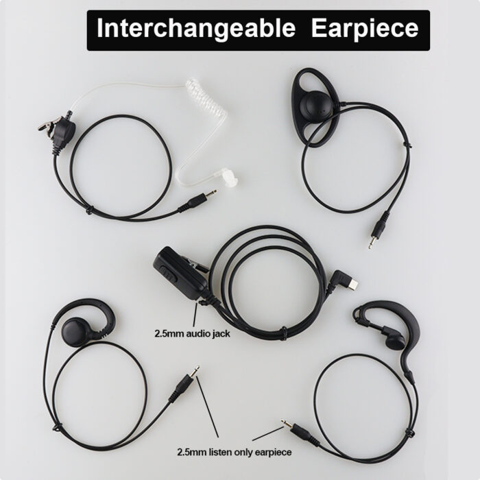 Two-Way Radio Earpieces and Surveillance Kit - interchangeable earpiece