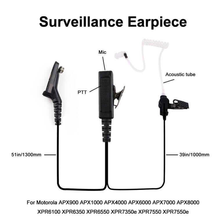 Surveillance kit PTT FBI Security Acoustic Tube Earpiece with Mic for Motorola Radios APX 8000 APX 7000 4000 XPR 7350e 7580e 7380e XPR 7550 7350 APX6000 APX7000 APX8000 XPR7550e