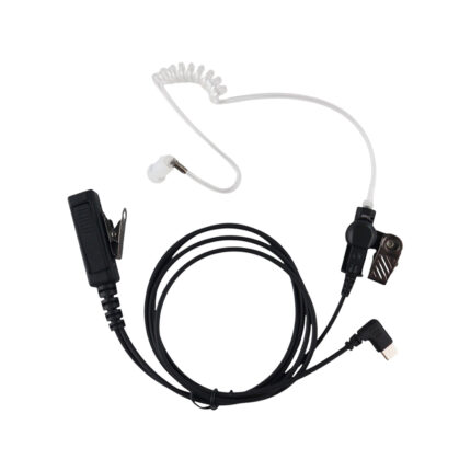 USB-C Acoustic Tube Earpiece with PTT Button & In-Line Microphone, Compatible with Zello, Microsoft Teams & Walkie Talkie Apps for Android iOS Smartphones