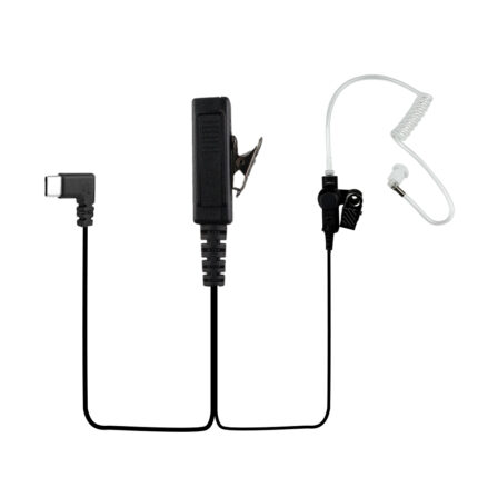 USB-C Acoustic Tube Earpiece with PTT Button & In-Line Microphone, Compatible with Zello, Microsoft Teams & Walkie Talkie Apps for Android iOS Smartphones